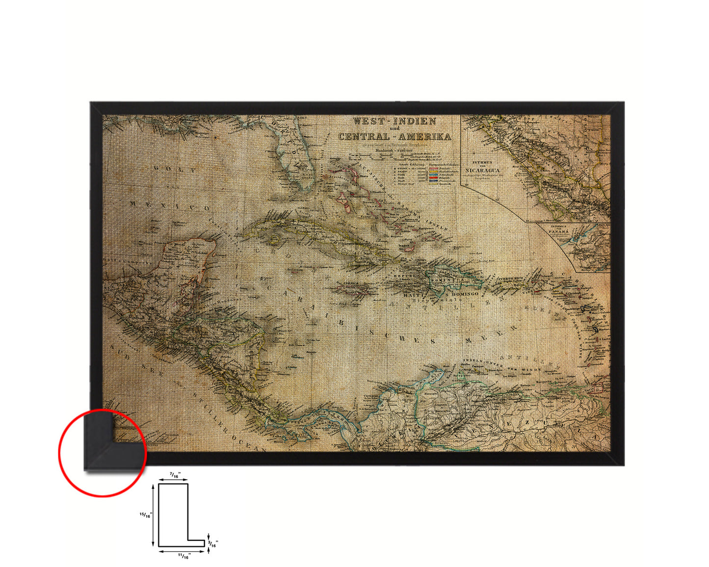 West Indies Vintage Map Framed Print Art Wall Decor Gifts