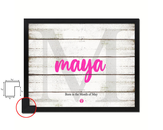 Maya Personalized Biblical Name Plate Art Framed Print Kids Baby Room Wall Decor Gifts