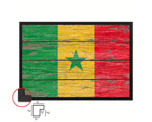 Senegal Country Wood Rustic National Flag Wood Framed Print Wall Art Decor Gifts