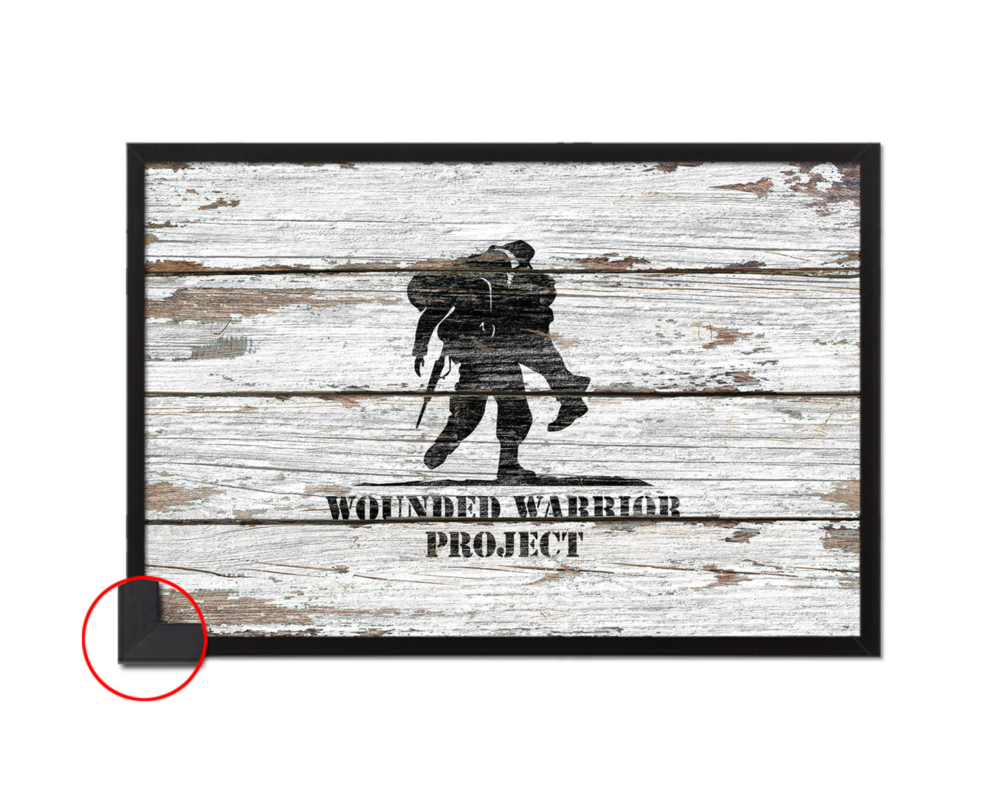 Wounded Warrior Project Wood Rustic Flag Wood Framed Print Wall Art Decor Gifts