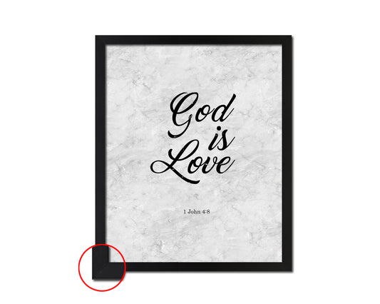 God is love, 1 John 4:8 Bible Scripture Verse Framed Print Wall Art Decor Gifts