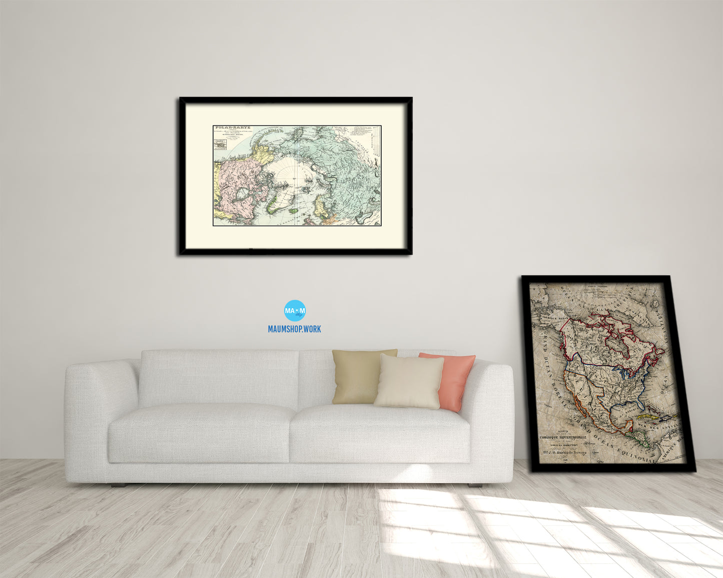 North Pole Stieler Old Map Framed Print Art Wall Decor Gifts