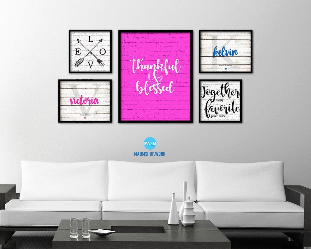 Thankful & Blessed Quote Framed Print Home Decor Wall Art Gifts