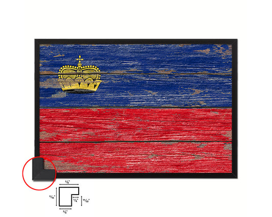 Liechtenstein Country Wood Rustic National Flag Wood Framed Print Wall Art Decor Gifts