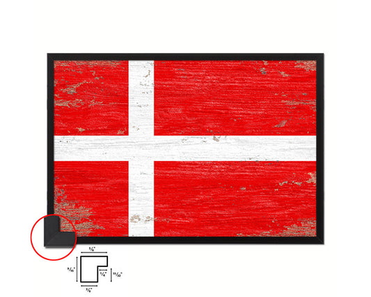 Denmark Shabby Chic Country Flag Wood Framed Print Wall Art Decor Gifts