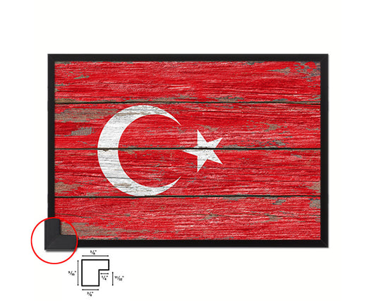 Turkey Country Wood Rustic National Flag Wood Framed Print Wall Art Decor Gifts