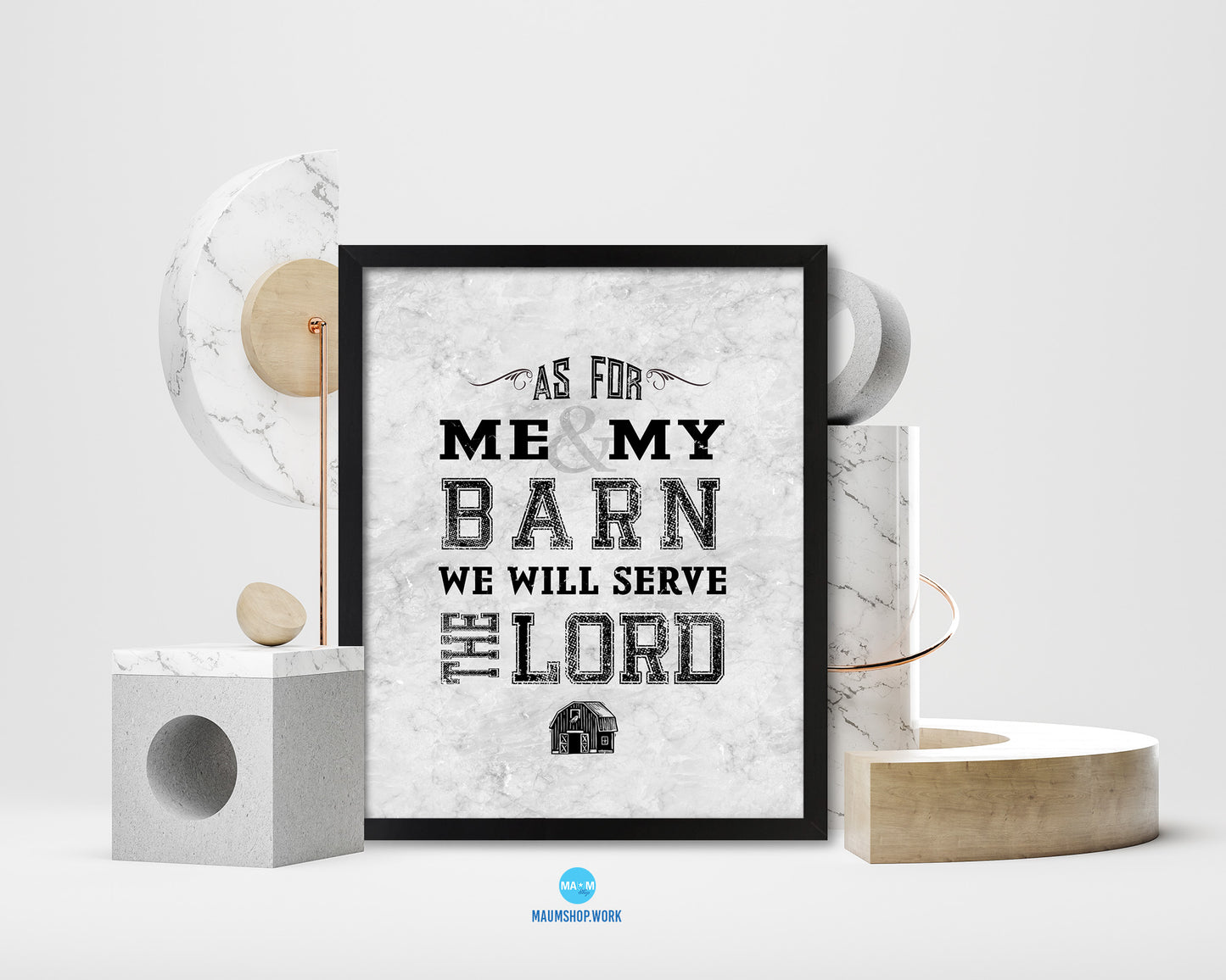 As for me & my barn, we will serve the Lord Bible, Scripture, Verse Framed Print Wall Art Decor Gifts