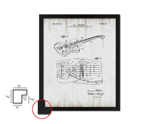 Electric Guitar Tremolo Music Vintage Patent Artwork Black Frame Print Gifts