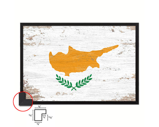 Cyprus Shabby Chic Country Flag Wood Framed Print Wall Art Decor Gifts