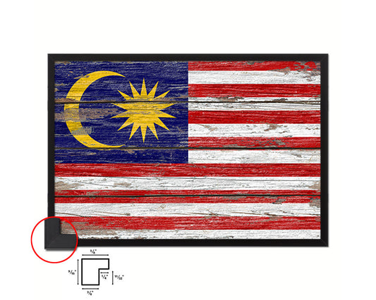 Malaysia Country Wood Rustic National Flag Wood Framed Print Wall Art Decor Gifts