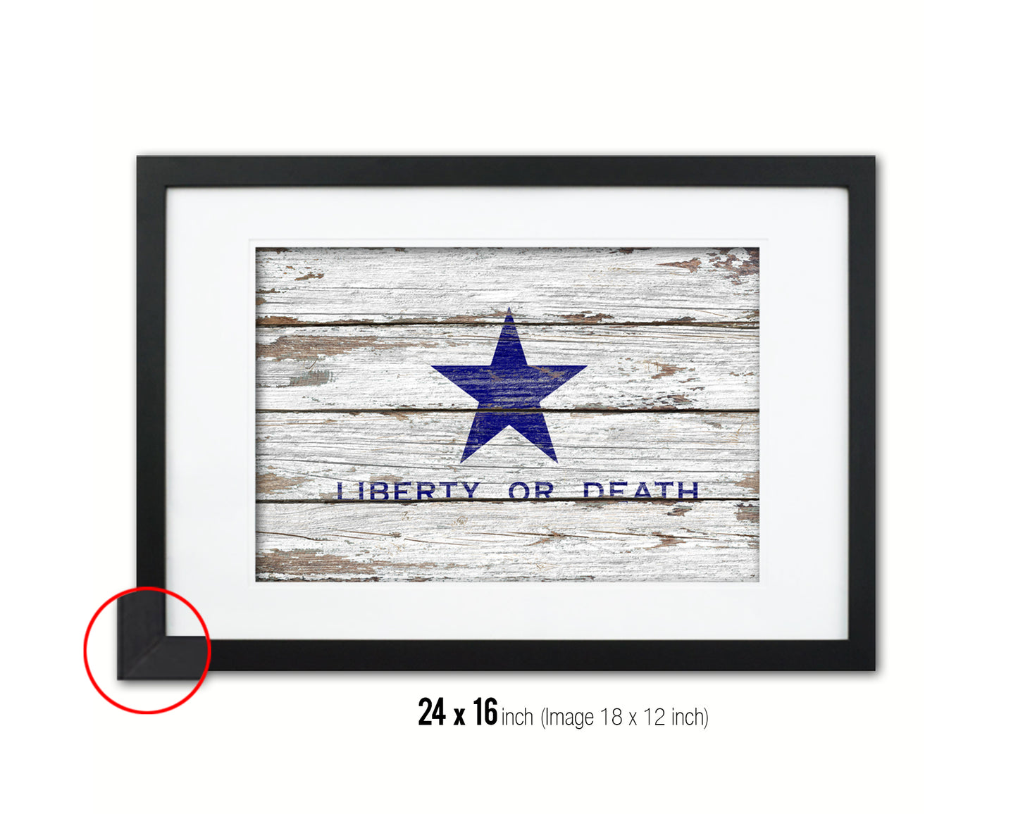 Liberty or Death Goliad Texas Battle Independence Wood Rustic Flag Framed Print Art