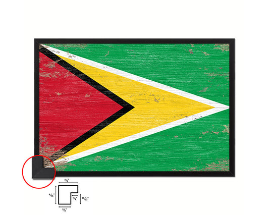 Guyana Shabby Chic Country Flag Wood Framed Print Wall Art Decor Gifts