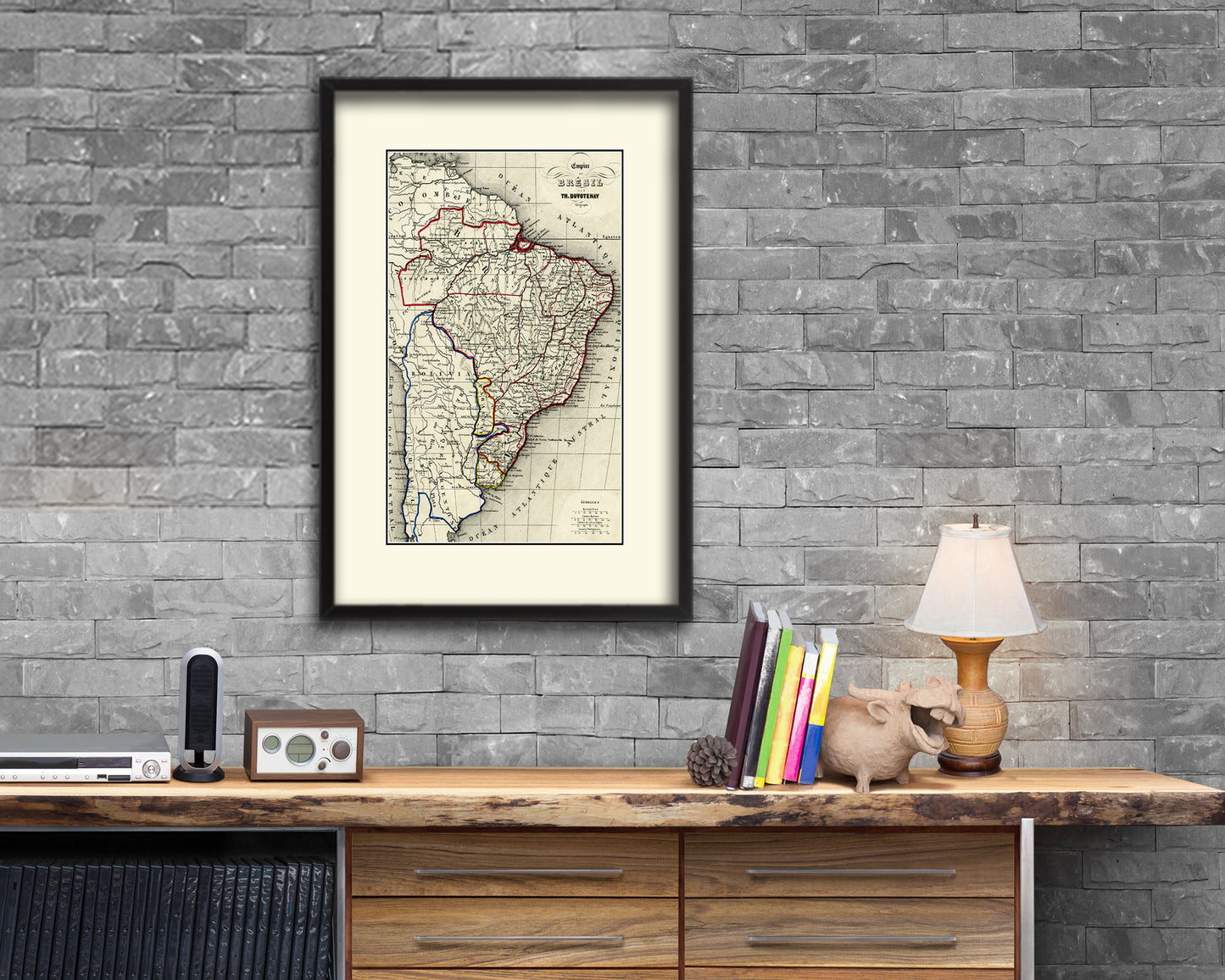 Brazil Old Map Wood Framed Print Art Wall Decor Gifts