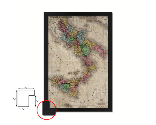 South Italy Historical Map Wood Framed Print Art Wall Decor Gifts