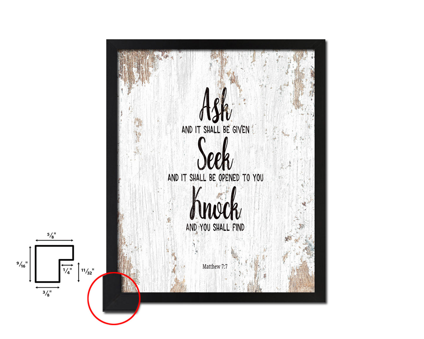 Seek and You Shall Find, Matthew 7:7 Quote Framed Print Home Decor Wall Art Gifts