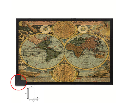 World Ortelius Circa Historical Map Framed Print Art Wall Decor Gifts