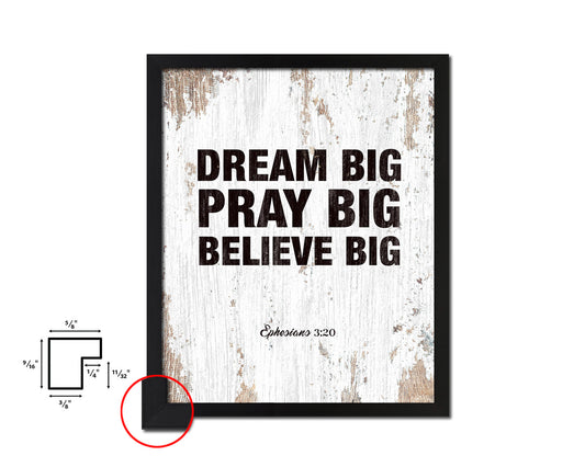 Dream Pray Bbelieve Big Quote Wood Framed Print Home Decor Wall Art Gifts