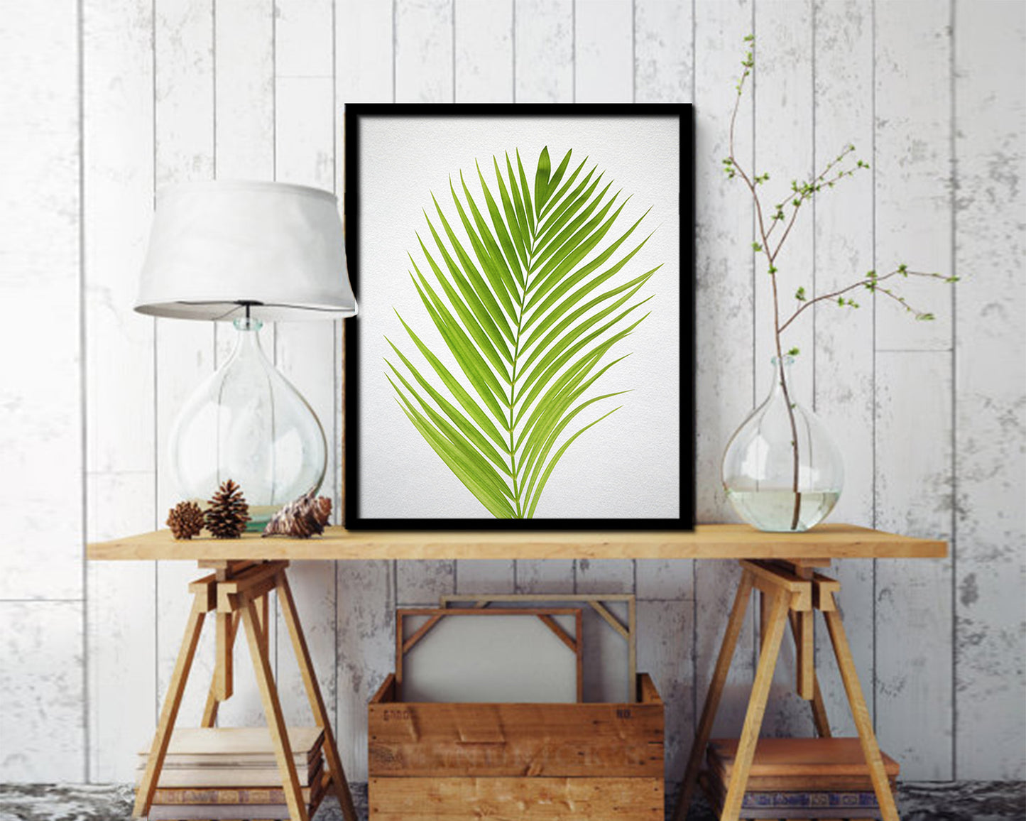 Green Palm Tree Watercolor Tropical Leaf Framed Print Home Decor Wall Art Gifts