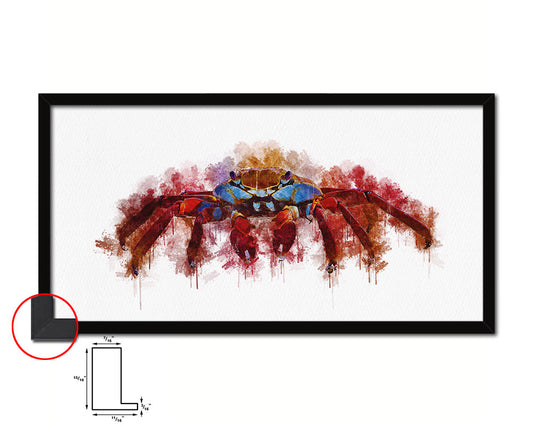 Crab Fish Art Wood Frame Modern Restaurant Sushi Wall Decor Gifts, 10" x 20"