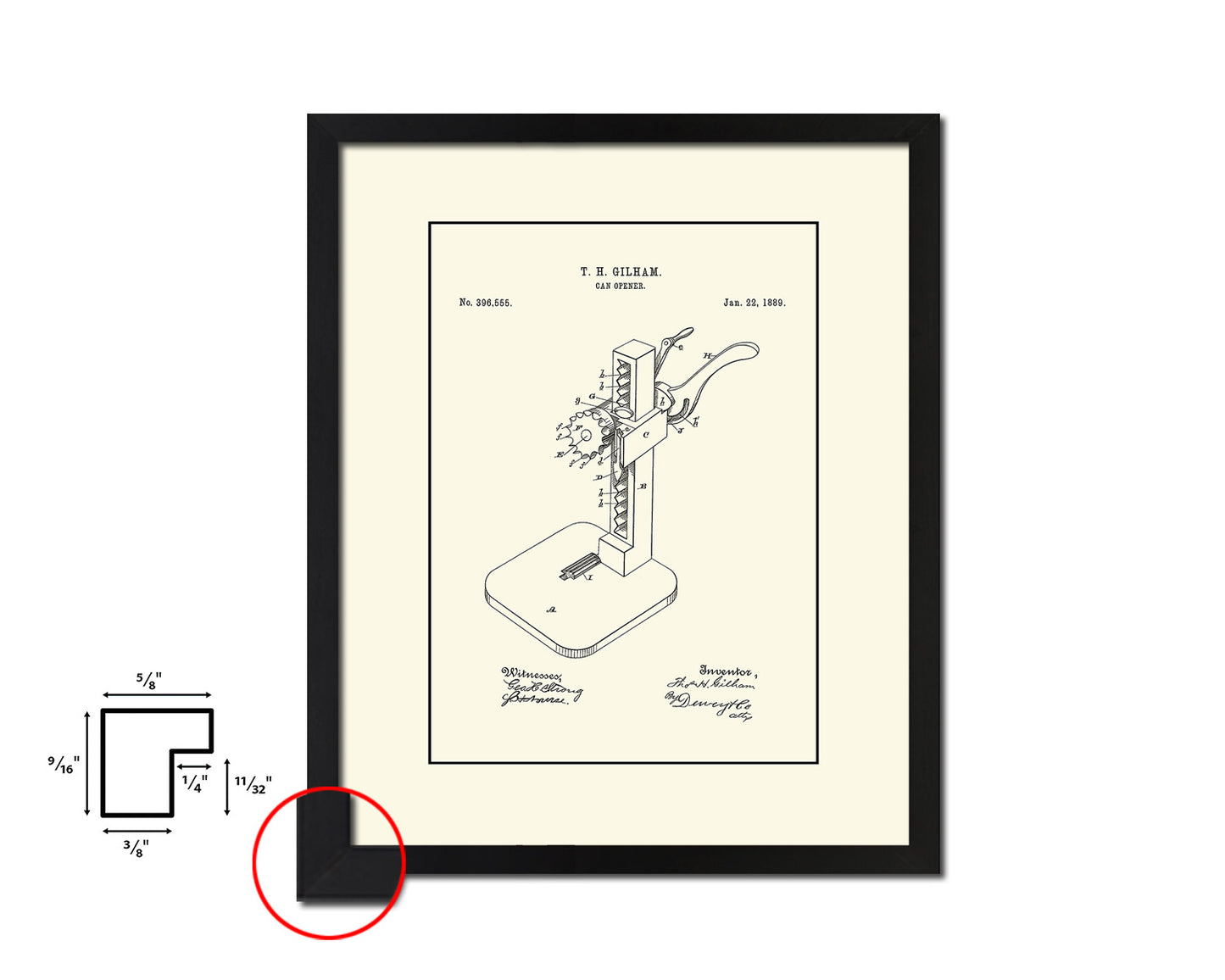 Can Opener Home Vintage Patent Artwork Black Frame Print Wall Art Decor Gifts