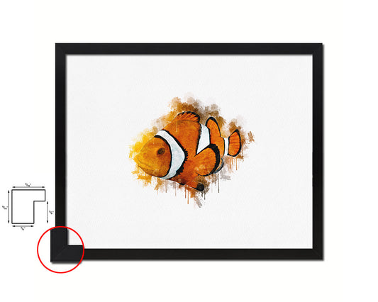 Clownfish Framed Print Modern Restaurant Sushi Bar Modern Watercolor Wall Art Decor