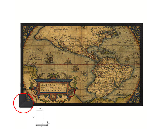 America Theatrum Orbis Terrarum Abraham Antwerp 1570 Historical Map Framed Print Art Gifts