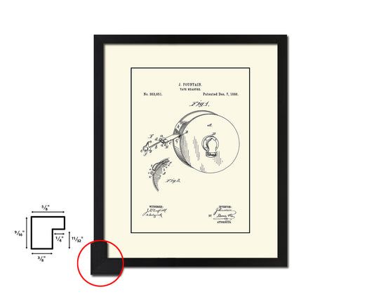 Tape Measure Tools Vintage Patent Artwork Black Frame Print Gifts