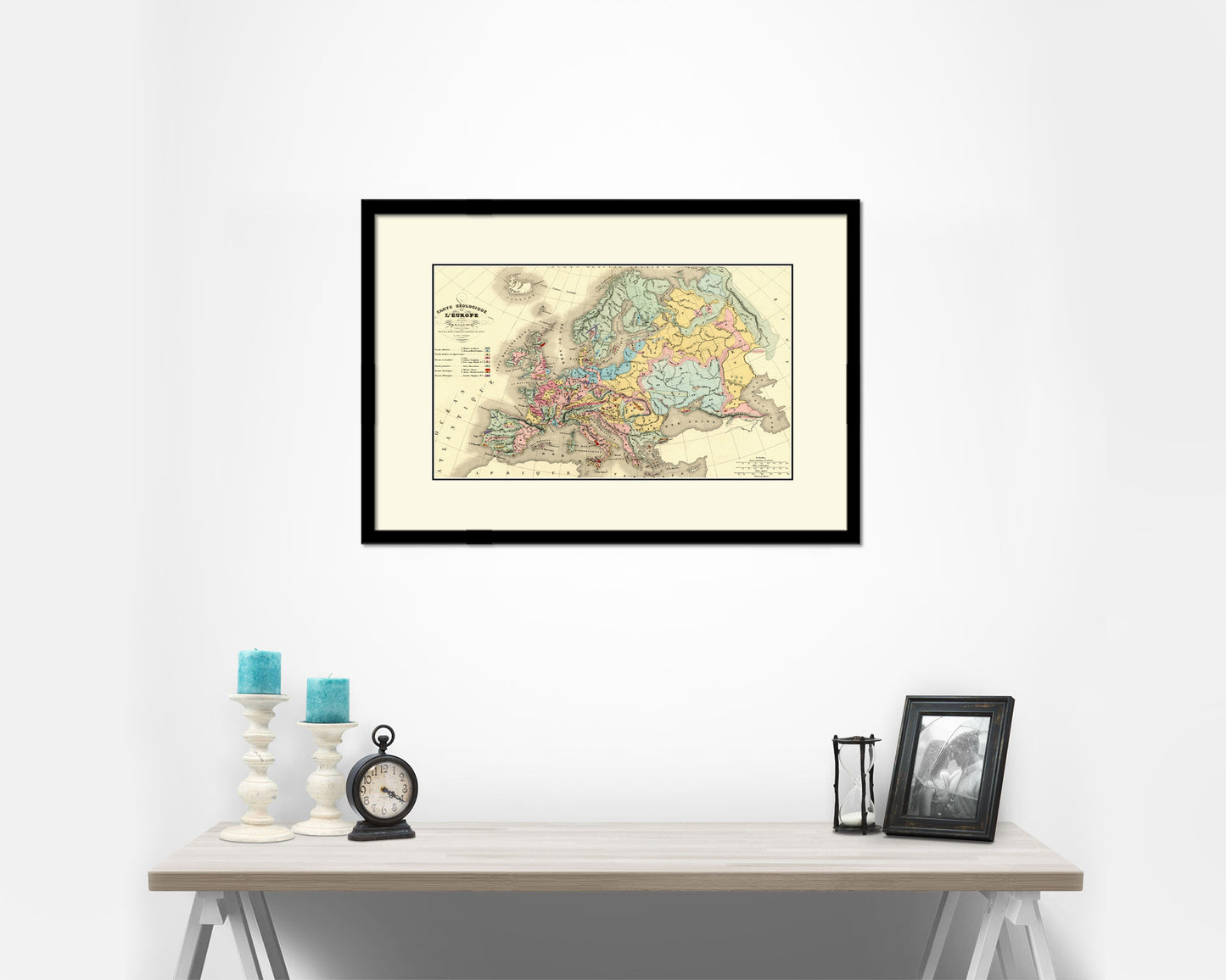 Europe Geological Old Map Framed Print Art Wall Decor Gifts