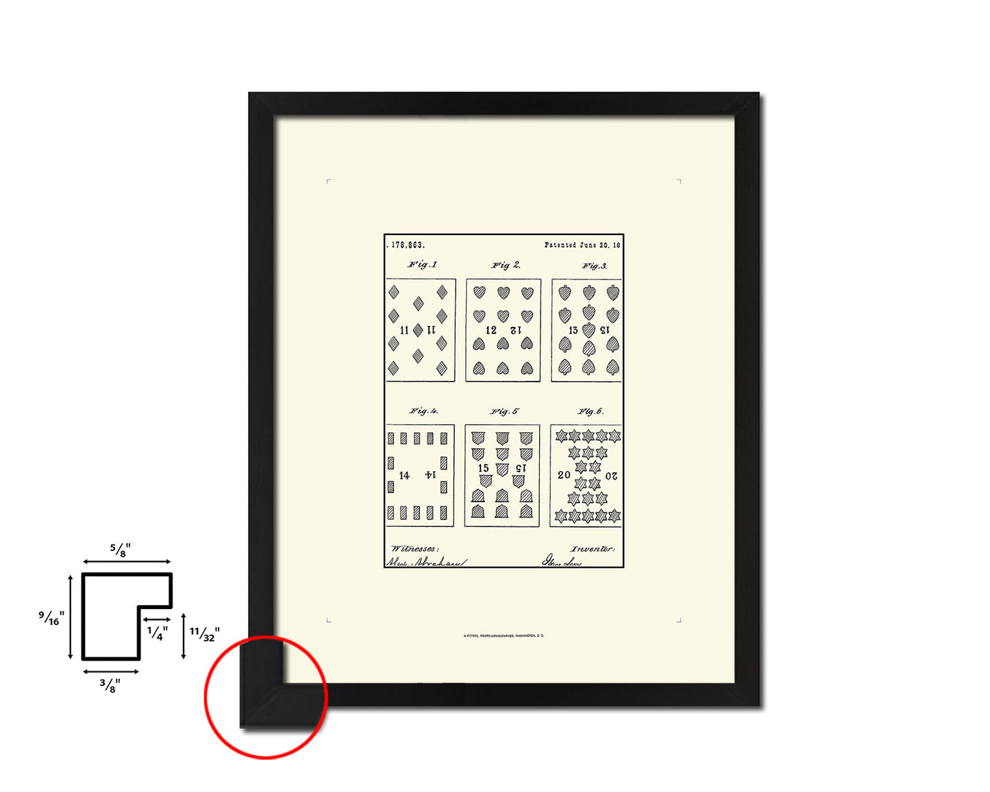 Poker Game Playing Card Vintage Patent Artwork Black Frame Print Gifts