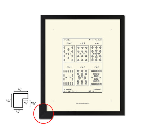 Poker Game Playing Card Vintage Patent Artwork Black Frame Print Gifts