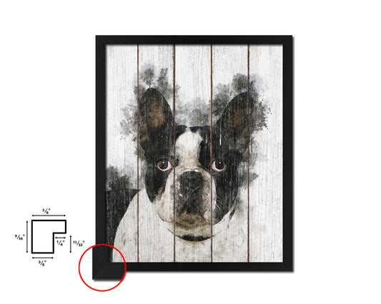 French Bulldog Dog Puppy Portrait Framed Print Pet Watercolor Wall Decor Art Gifts