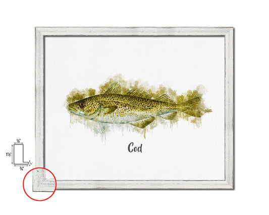 Cod Fish Framed Prints Modern Restaurant Sushi Bar Watercolor Wall Art Decor