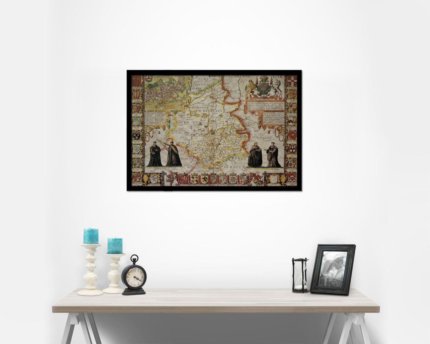 Cambridgeshire Theatre Empire Great Britain John Speed Historical Map Framed Print Art Gifts