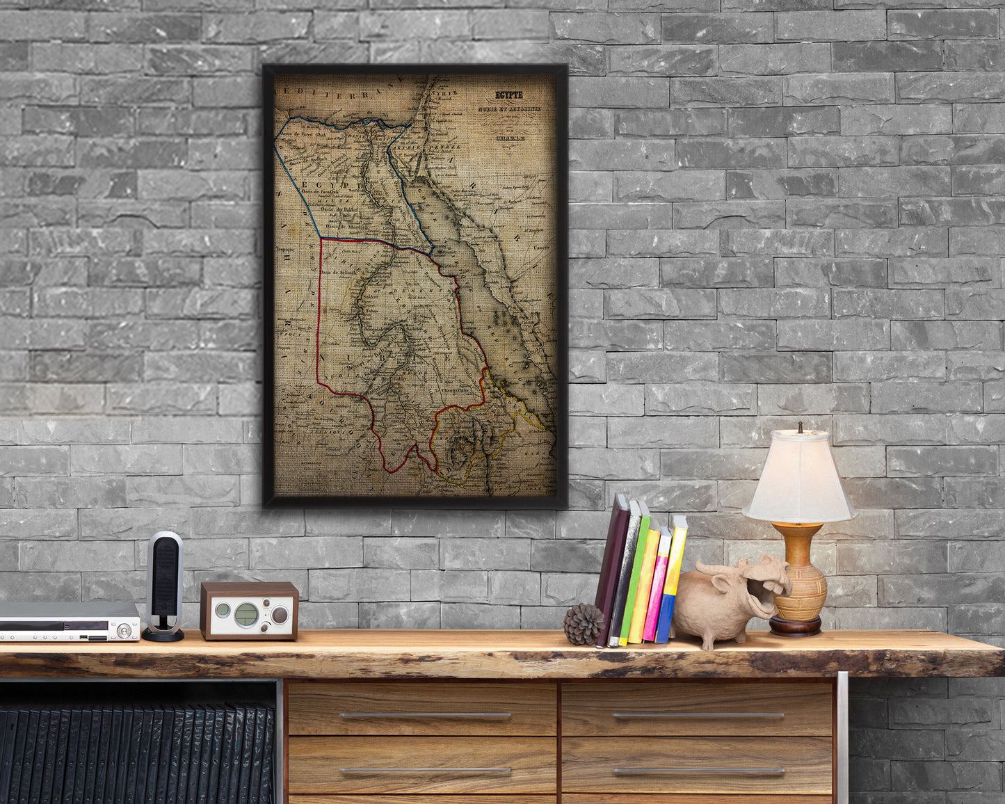 Egypt Nubia Abyssinia Africa Vintage Map Wood Framed Print Art Wall Decor Gifts