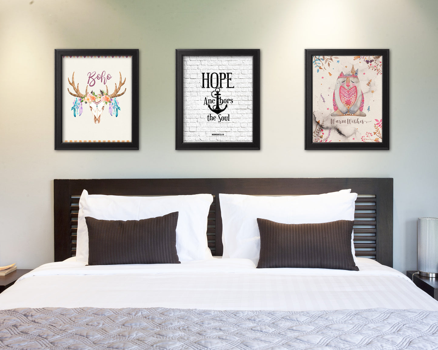 Hope anchors the soul, Hebrews 6:19 Quote Wood Framed Print Home Decor Wall Art Gifts