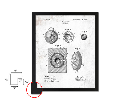 Golf Ball Sports Vintage Patent Artwork Black Frame Print Gifts