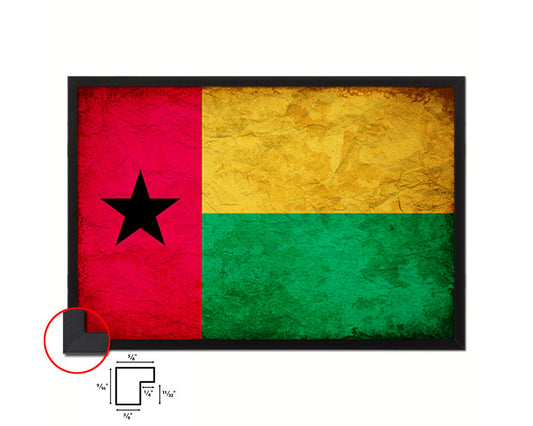 Guinea Bissau Country Vintage Flag Wood Framed Print Wall Art Decor Gifts