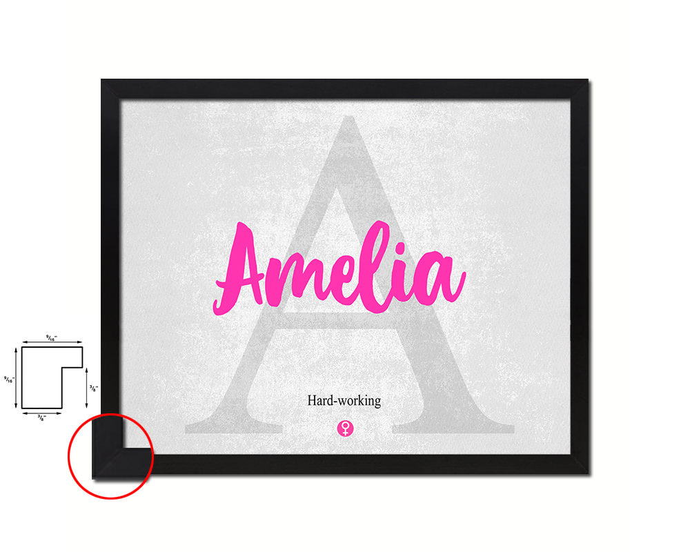 Amelia Personalized Biblical Name Plate Art Framed Print Kids Baby Room Wall Decor Gifts