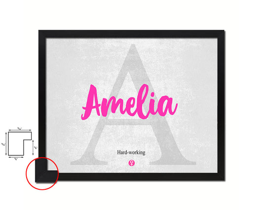 Amelia Personalized Biblical Name Plate Art Framed Print Kids Baby Room Wall Decor Gifts