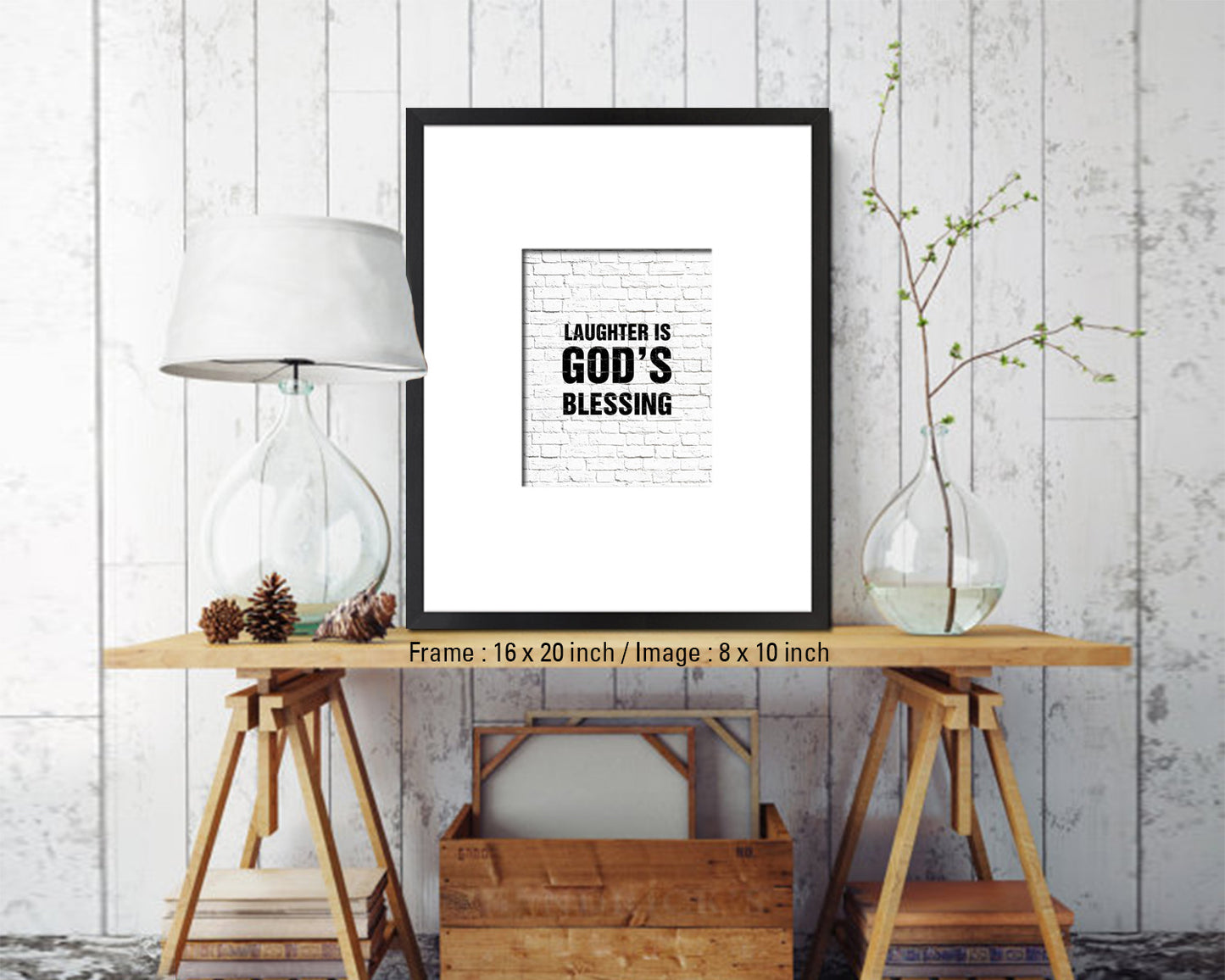 Laughter is God's blessing Quote Framed Print Home Decor Wall Art Gifts