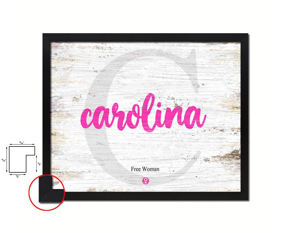 Carolina Personalized Biblical Name Plate Art Framed Print Kids Baby Room Wall Decor Gifts