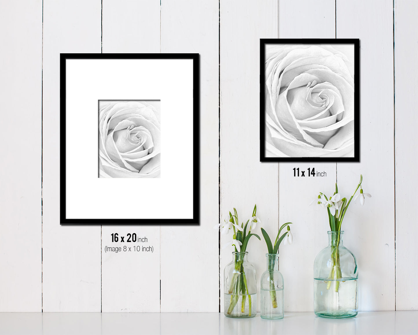 Rose White Flower Wood Framed Paper Print Wall Decor Art Gifts