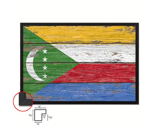 Comoros Country Wood Rustic National Flag Wood Framed Print Wall Art Decor Gifts