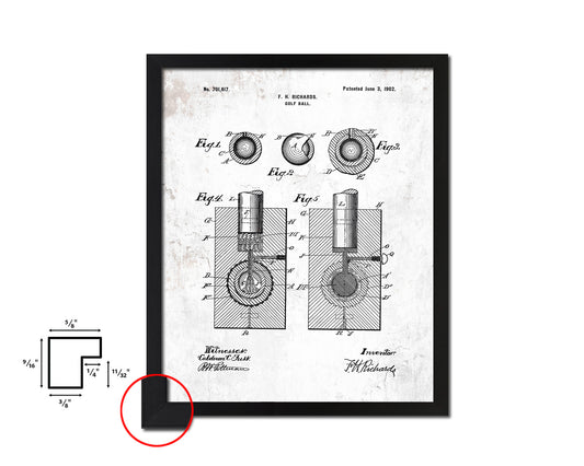 Golf Ball Sports Vintage Patent Artwork Black Frame Print Gifts