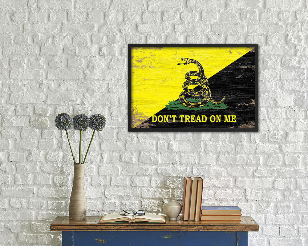 Don't Tread on Me Shabby Chic Military Flag Framed Print Decor Wall Art Gifts