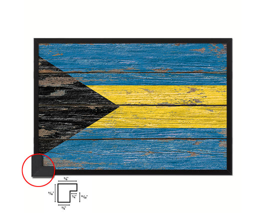 Bahama Country Wood Rustic National Flag Wood Framed Print Wall Art Decor Gifts