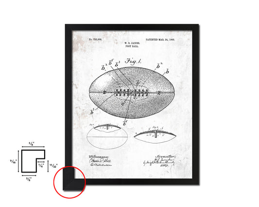 Football Sports Vintage Patent Artwork Black Frame Print Gifts