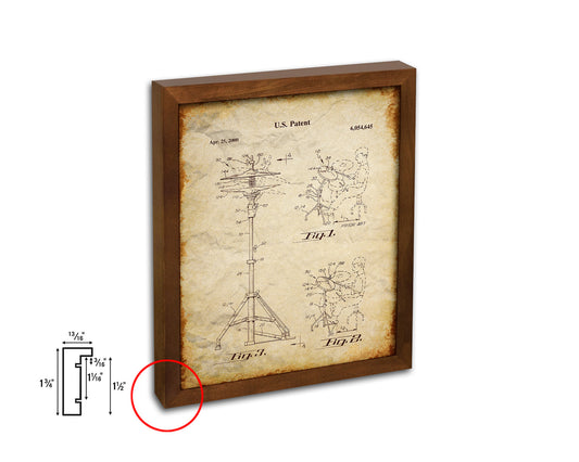 Drummer Hi-Hat Cymbal Music Vintage Patent Artwork Walnut Frame Gifts