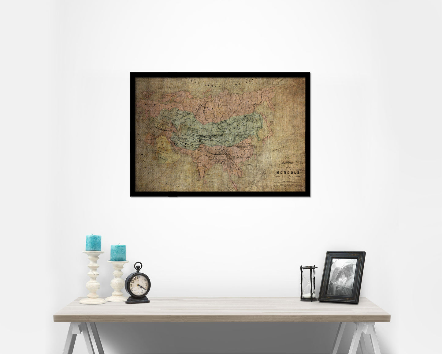 Mongolian Empire Asia Vintage Map Framed Print Art Wall Decor Gifts