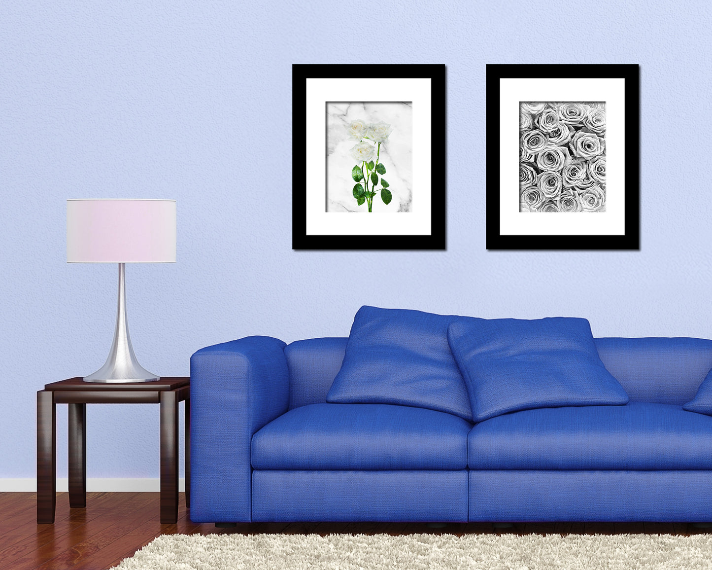 White Rose Marble Texture Plants Art Wood Framed Print Wall Decor Gifts